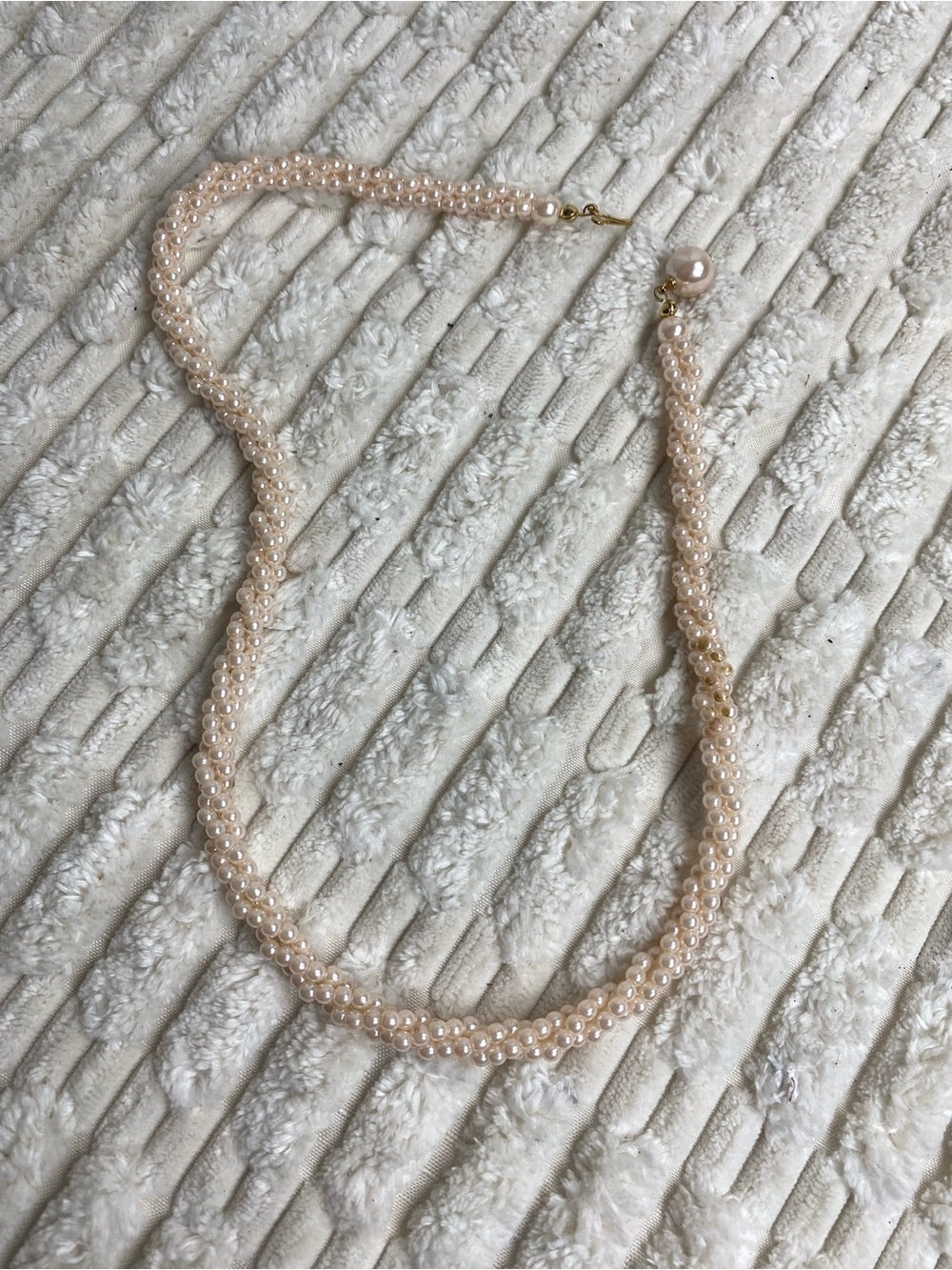 Vintage Blush Faux Pearl Torsade Choker Necklace Twisted Multi Strand Bridal